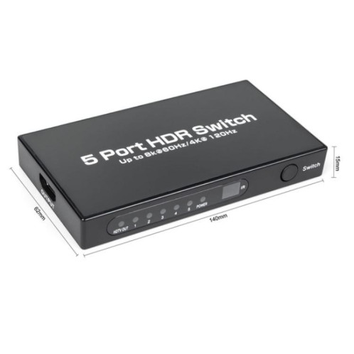 Commutateur HDMI 2.1 5x1 Q8-5 pour home cinéma/bureau, commutateur vidéo de jeu 8K 60 Hz, prise : prise américaine SH3601578-09